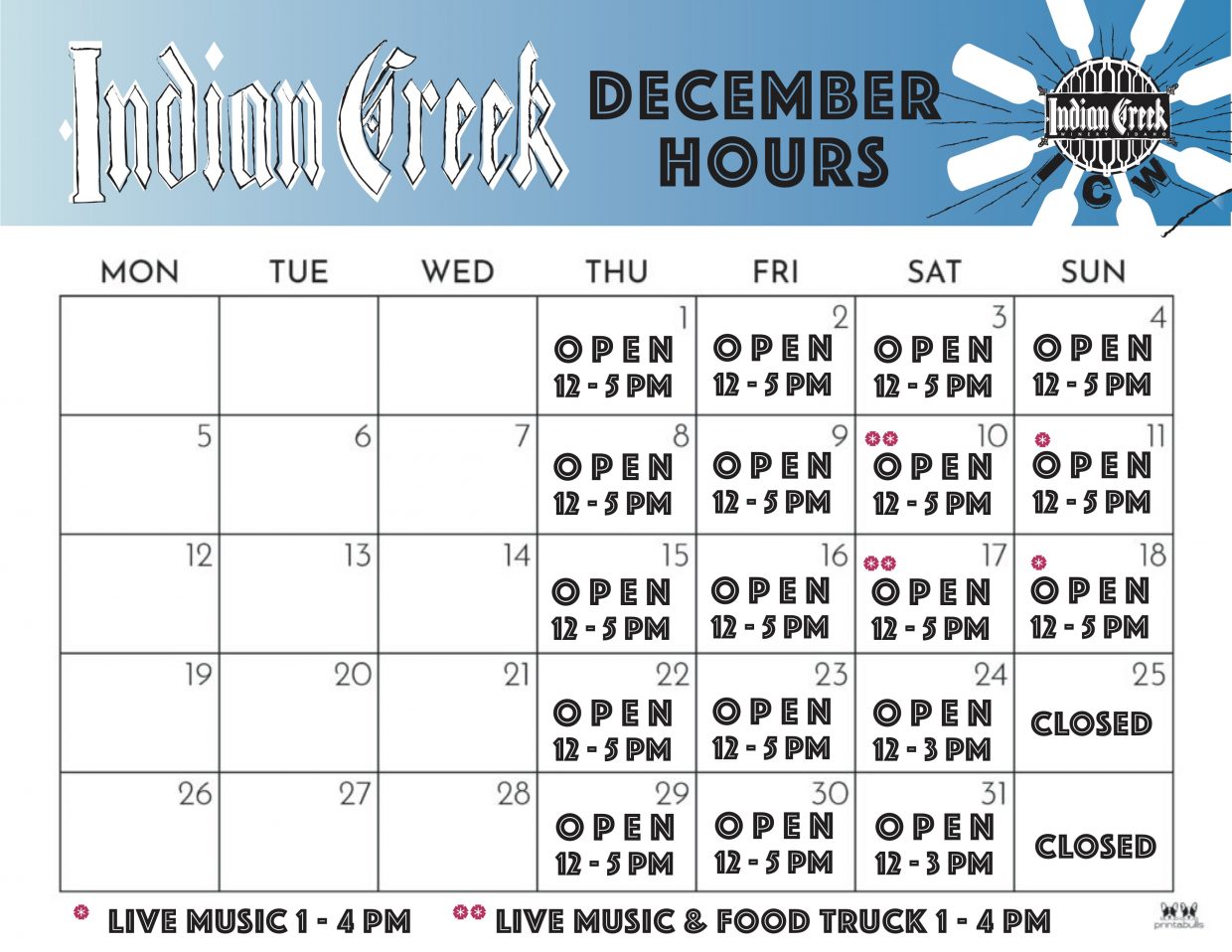 DECEMBER HOURS